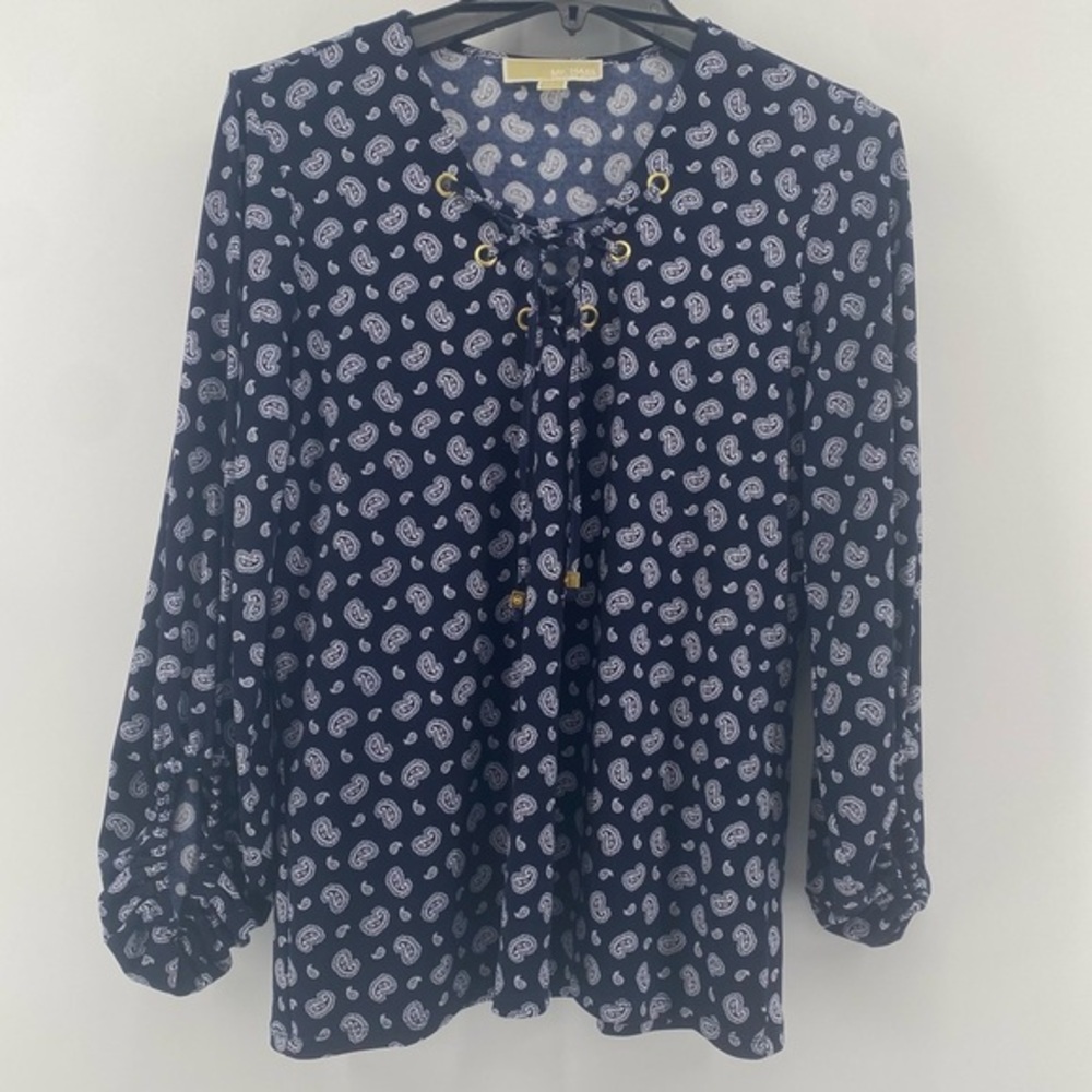 •MICHAEL Michael Kors• Women’s‎ Navy Design Blouse